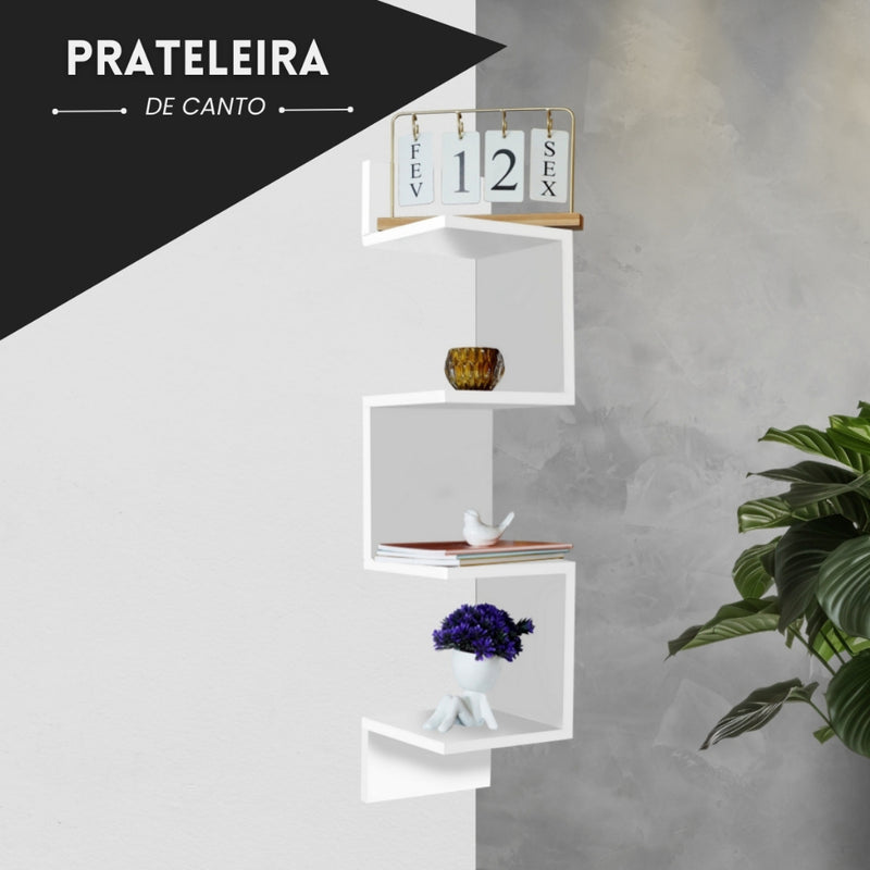 Prateleira De Canto  Preto - Branco
