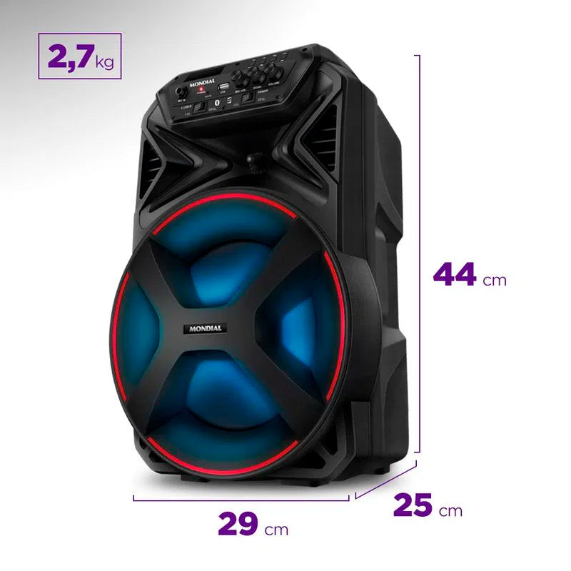 Caixa de Som Bluetooth  Mondial Amplificada Portátil 250W RMS