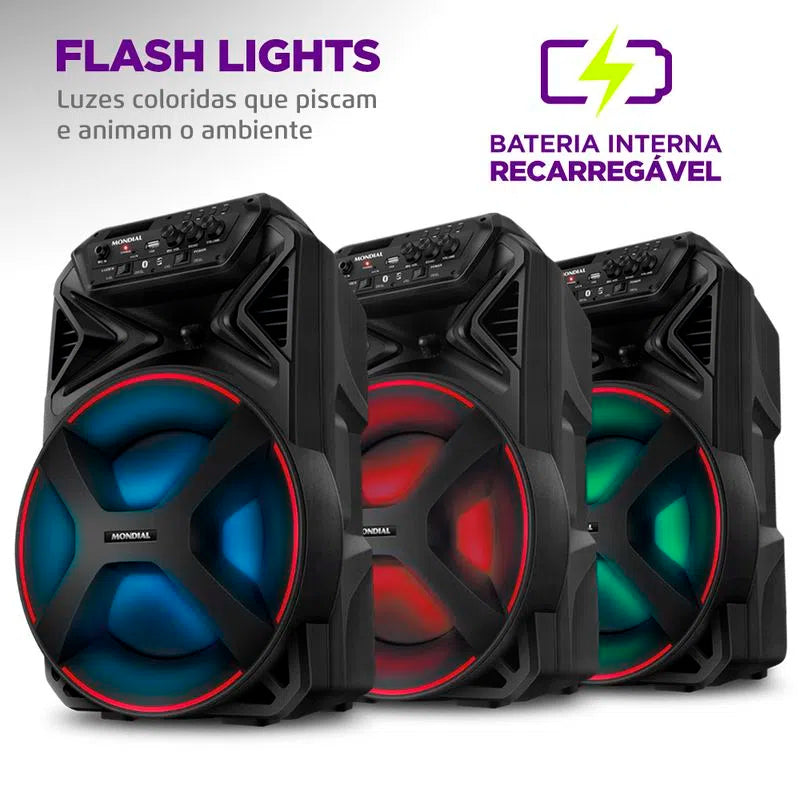Caixa de Som Bluetooth  Mondial Amplificada Portátil 250W RMS