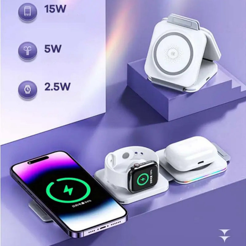3 em 1 Carregador magnético sem fio dobrável para celular