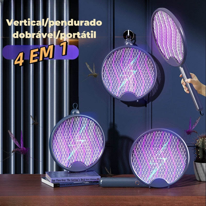 4 EM 1 Raquete Eletrica Mata Mosquito 110V 220V