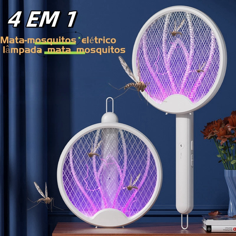 4 EM 1 Raquete Eletrica Mata Mosquito 110V 220V
