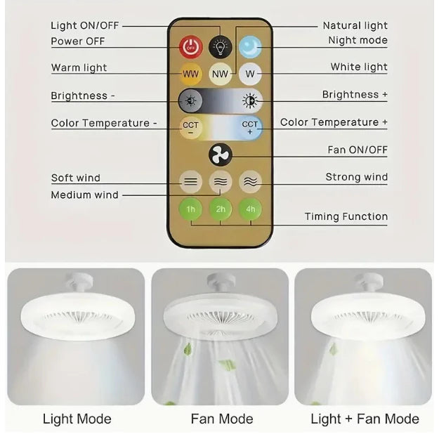 Ventilador De Teto Com Led Lâmpada  Com Controle