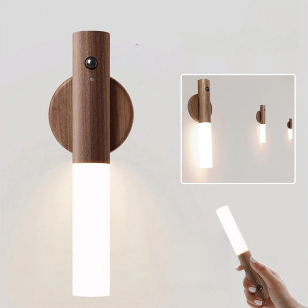 Luz noturna inteligente com sensor LED para armário sem fio recarregável usb