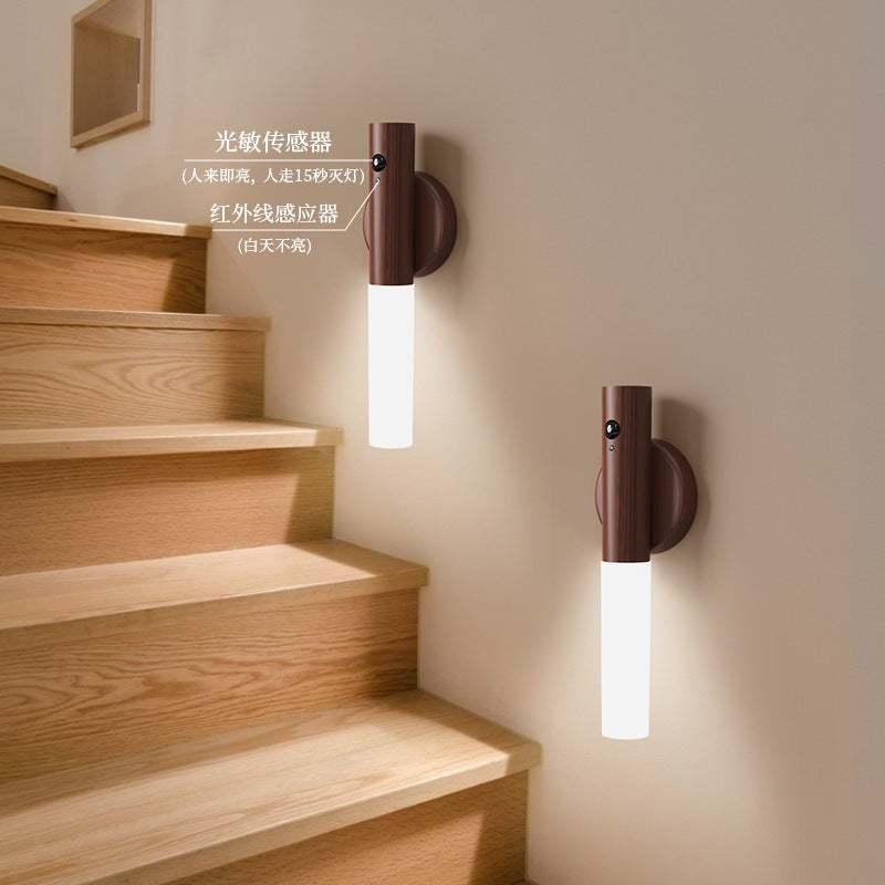 Luz noturna inteligente com sensor LED para armário sem fio recarregável usb