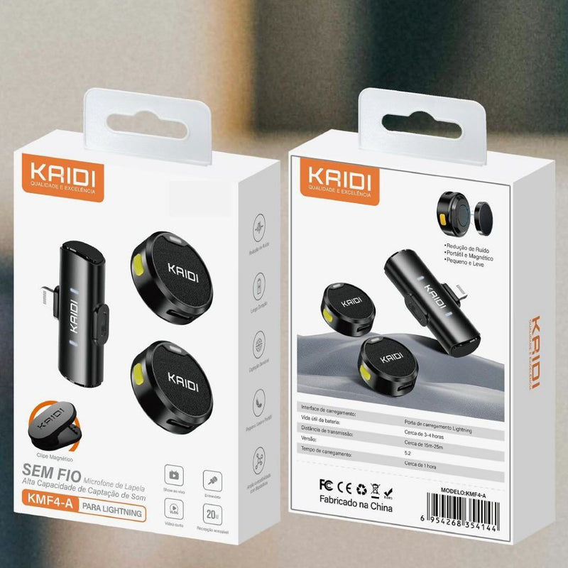 Microfone De Lapela Profissional Duplo Sem Fio Redondo