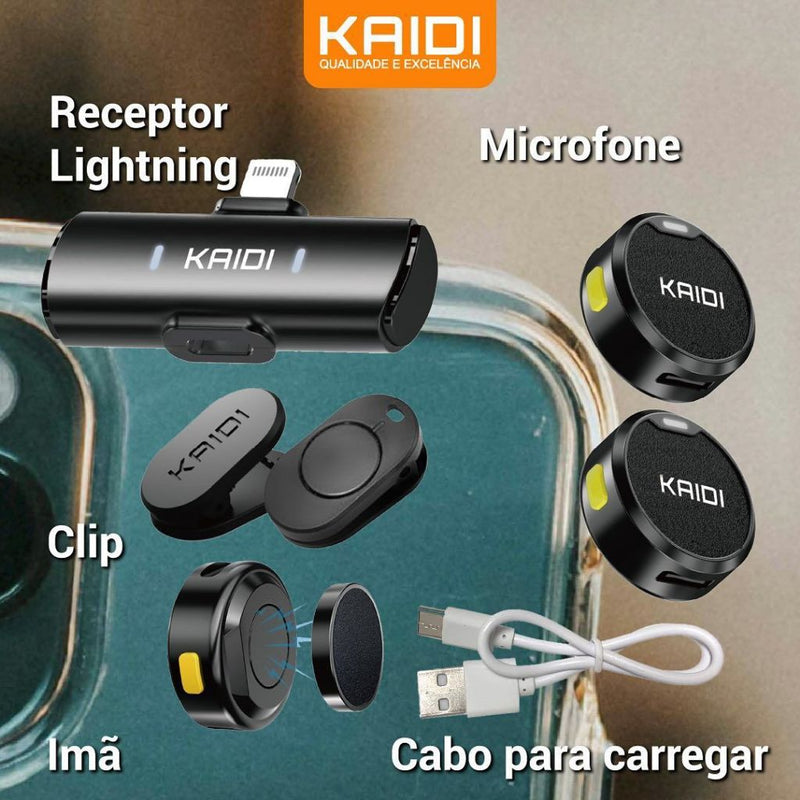 Microfone De Lapela Profissional Duplo Sem Fio Redondo