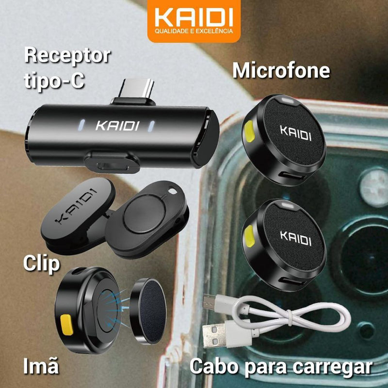 Microfone De Lapela Profissional Duplo Sem Fio Redondo
