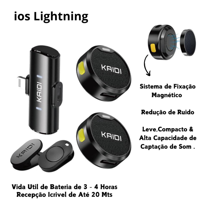 Microfone De Lapela Profissional Duplo Sem Fio Redondo