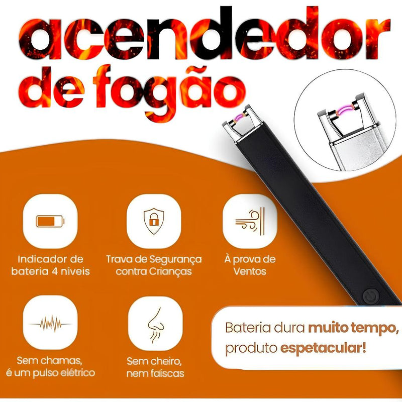 Acendedor Fogão Elétrico Eletrônico Usb Recarregável Luxo de plama