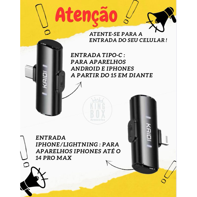 Microfone De Lapela Profissional Duplo Sem Fio Redondo