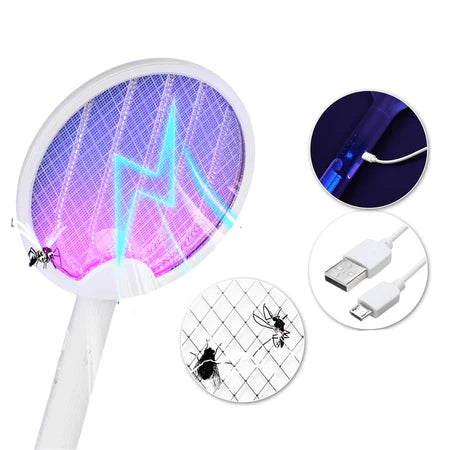 4 EM 1 Raquete Eletrica Mata Mosquito 110V 220V