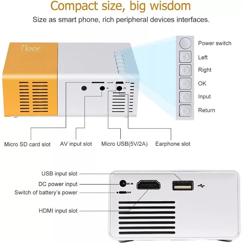 Mini Projetor Portátil LED YG300 - 1080p - 600 Lumens - HDMI