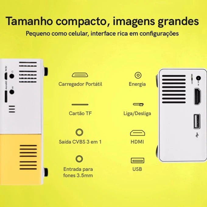 Mini Projetor Portátil LED YG300 - 1080p - 600 Lumens - HDMI