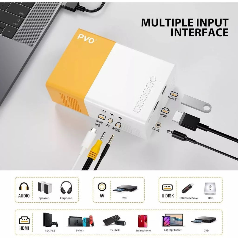 Mini Projetor Portátil LED YG300 - 1080p - 600 Lumens - HDMI