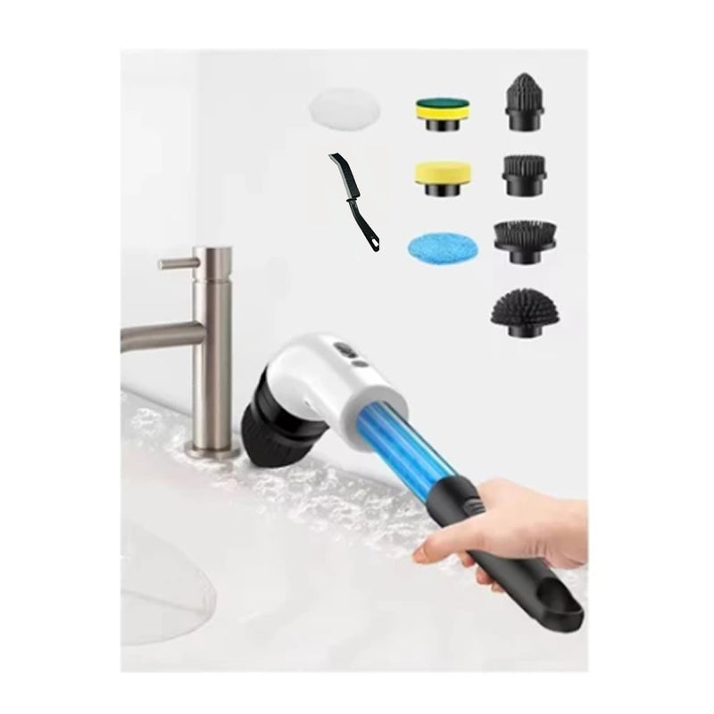 Esfregão Escova de Limpeza 9 EM 1 Com Porta Detergente Elétrico Recarregável USB.