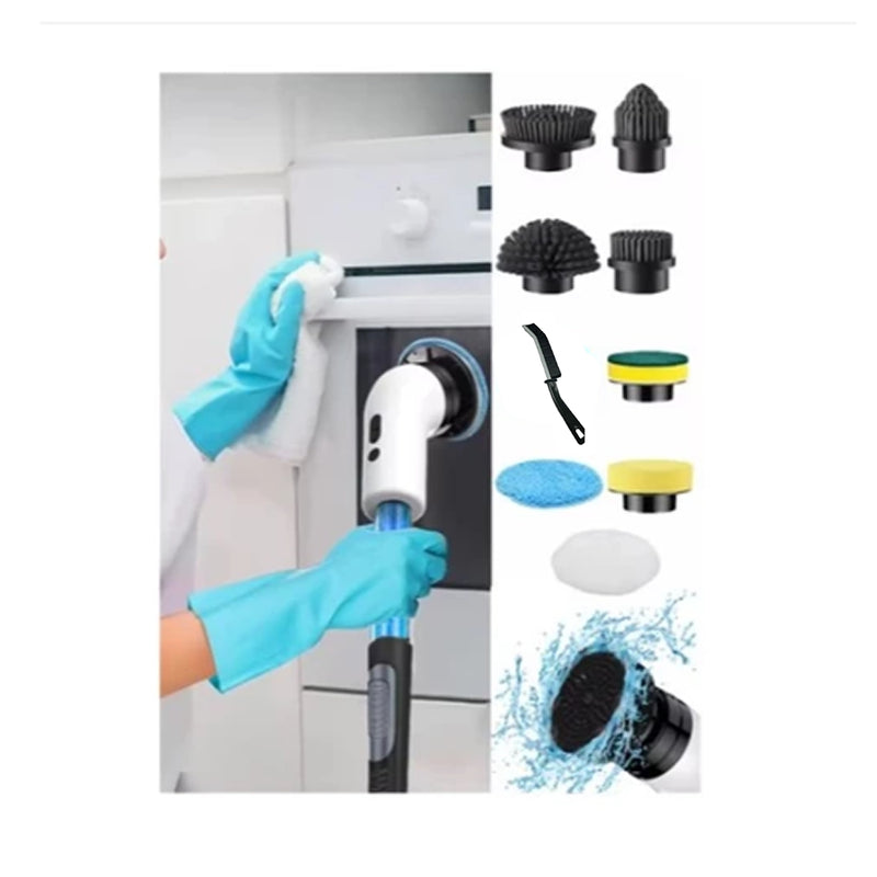 Esfregão Escova de Limpeza 9 EM 1 Com Porta Detergente Elétrico Recarregável USB.