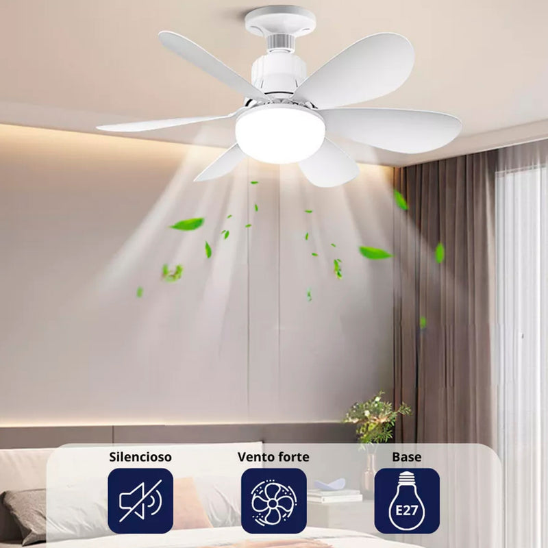 Ventilador Teto Com Luz 80W Integrada Silencioso Branco 6 Pás