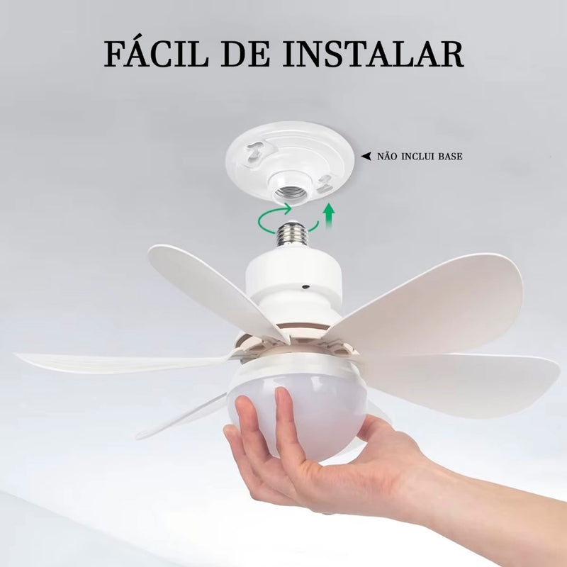 Ventilador Teto Com Luz 80W Integrada Silencioso Branco 6 Pás