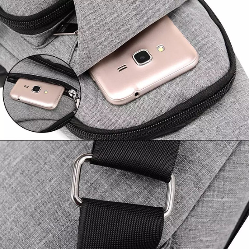 Bolsa de ombro masculina anti-roubo com usb