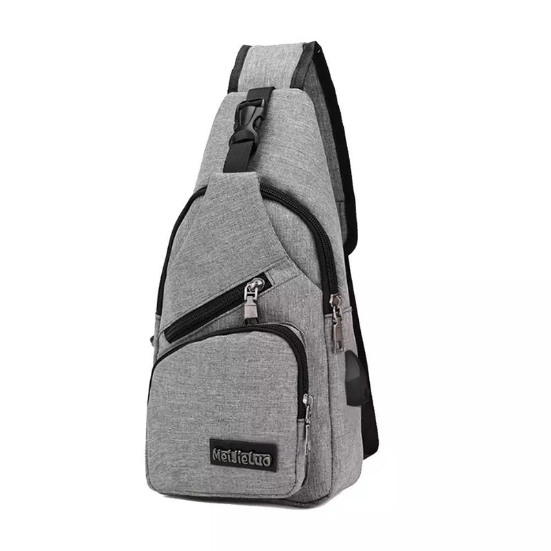 Bolsa de ombro masculina anti-roubo com usb