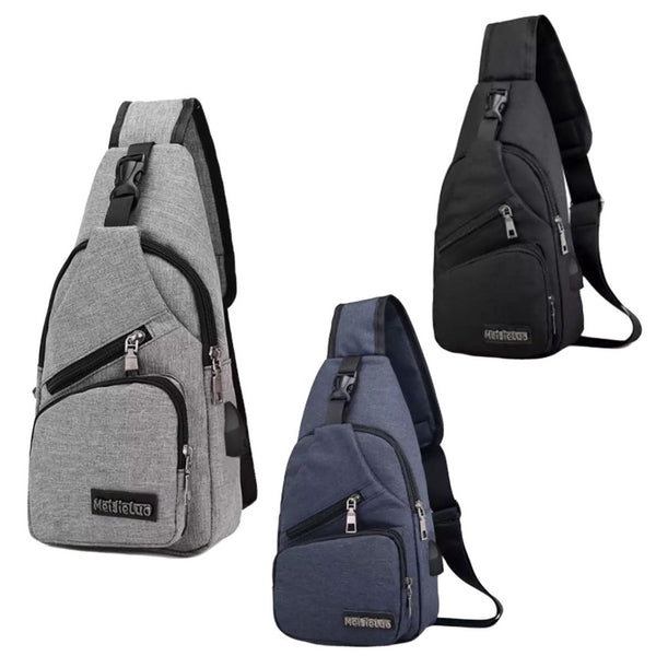 Bolsa de ombro masculina anti-roubo com usb