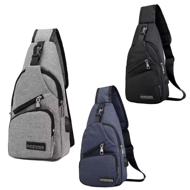 Bolsa de ombro masculina anti-roubo com usb