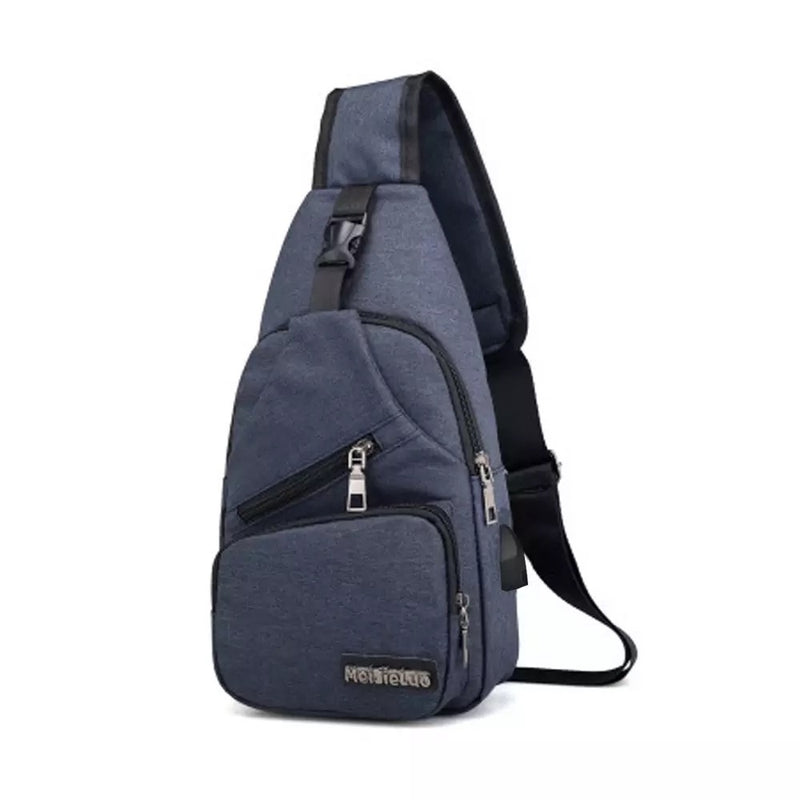 Bolsa de ombro masculina anti-roubo com usb