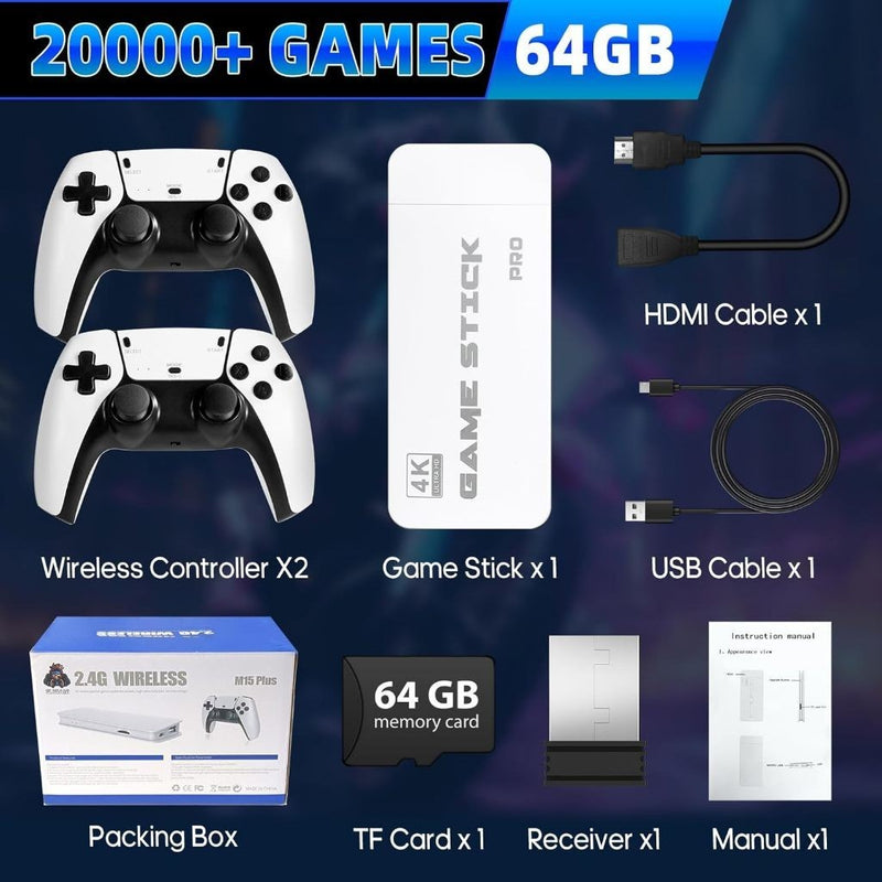 NOVO Vídeo Game Stick M15 Pro 4k 64gb Hdmi Com 2 Controles