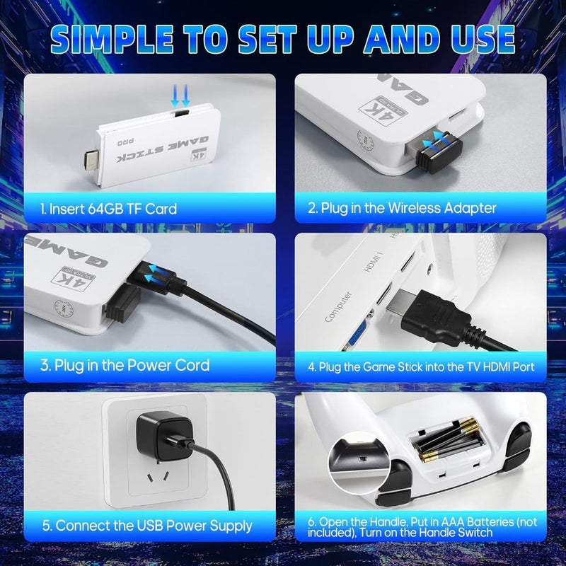 NOVO Vídeo Game Stick M15 Pro 4k 64gb Hdmi Com 2 Controles