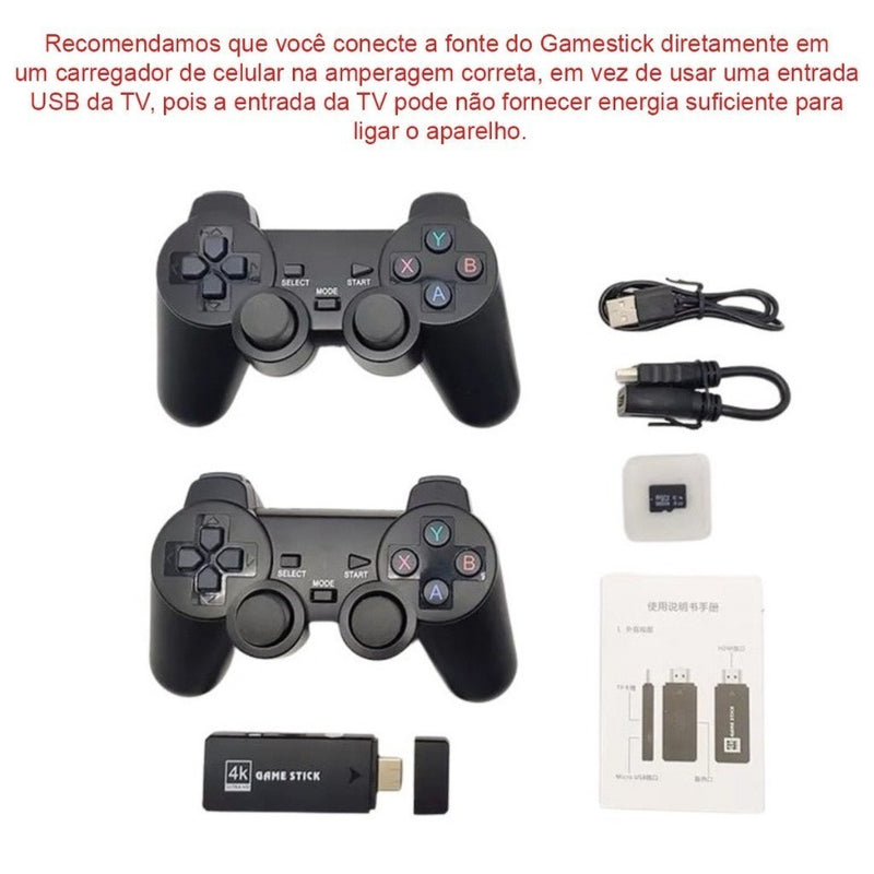 Videogame Stick 10mil 2 Controles Sem Fio Console  Portatil