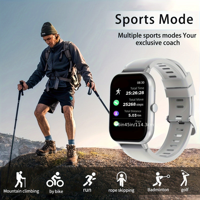 Relógio inteligente com monitor de fitness, frequência cardíaca, oxigênio no sangue, sono e contador de passos.